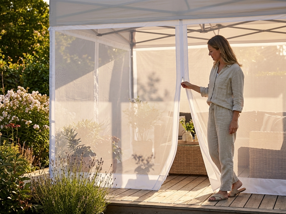 3m white mosquito net made from recycled PE for outdoor events - view 3