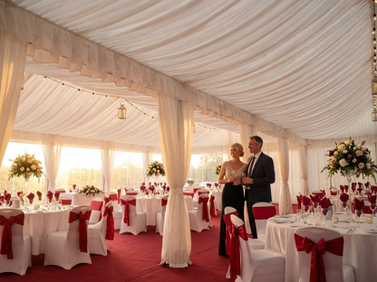 White marquee lining and leg curtain for events - view 3