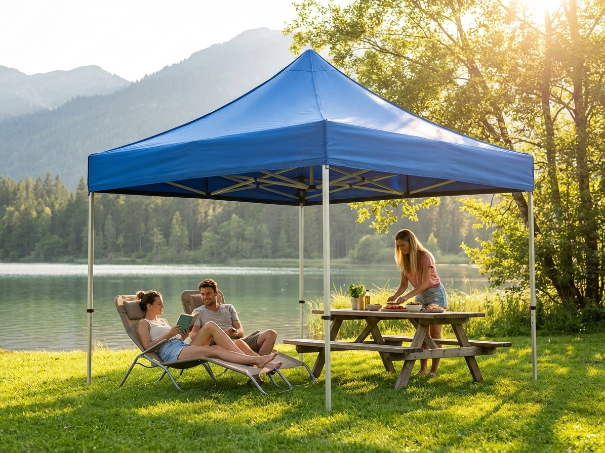 Pop up gazebo 3x3 m in blue with aluminium frame for outdoor events - view 3