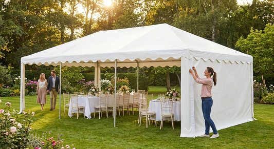 White PVC marquee roof cover 5x10 m for outdoor events