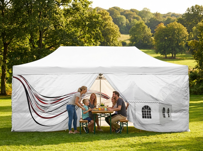 White pop-up gazebo with aluminium frame, 3x6 m size - view 3