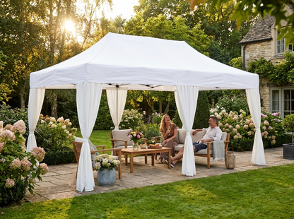White pop-up gazebo with steel frame for outdoor events - view 3