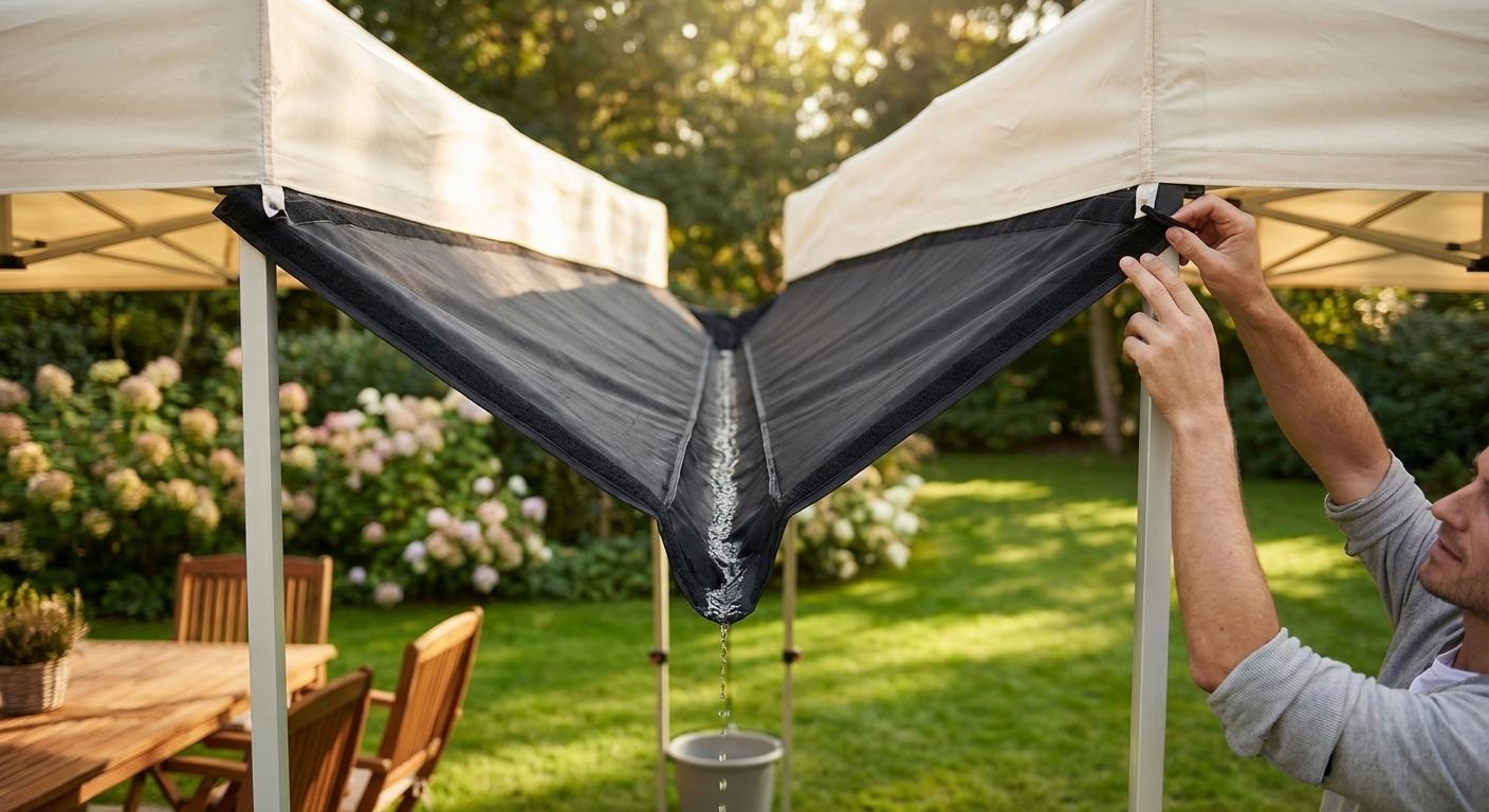 Black raingutter for FleXtents, 6 metres long, waterproof - view 3