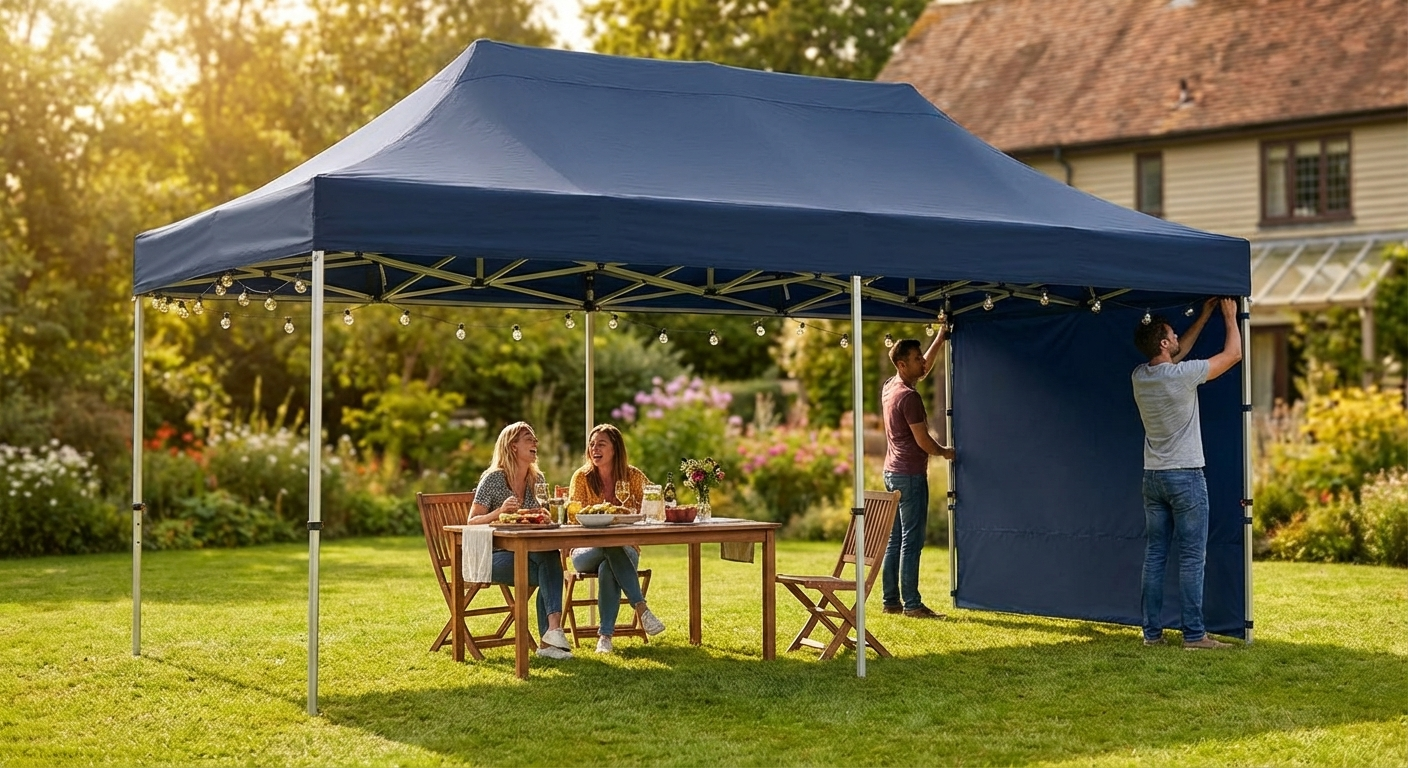 Pop Up Gazebo 3x6 m Dark Blue Steel Frame for Outdoor Events - view 3