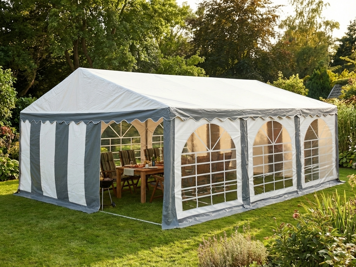 PVC Marquee 5x6 m Grey/White for Outdoor Events