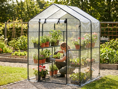 XL polytunnel greenhouse with transparent PVC cover - view 3