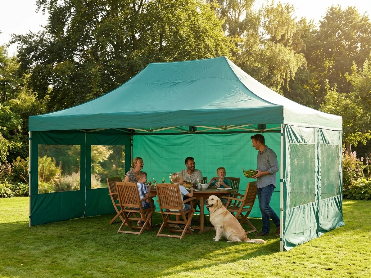 Green pop-up gazebo with aluminium frame for outdoor use - product detail