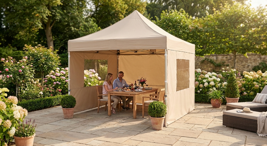 Pop up gazebo 4x4m Latte with aluminium frame for outdoor use