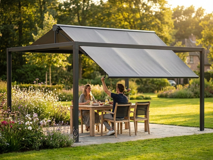 Grey gazebo roof cover for 4x6 m structure, polyester material - product detail