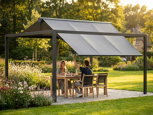 Grey gazebo roof cover for 4x6 m structure, polyester material - product detail
