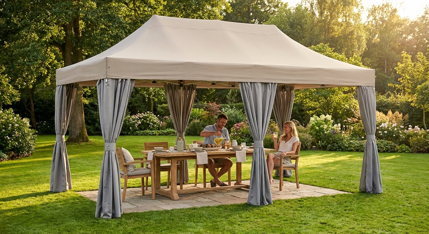 Pop Up Gazebo 3x6m Latte with Aluminium Frame for Outdoor Events - view 3