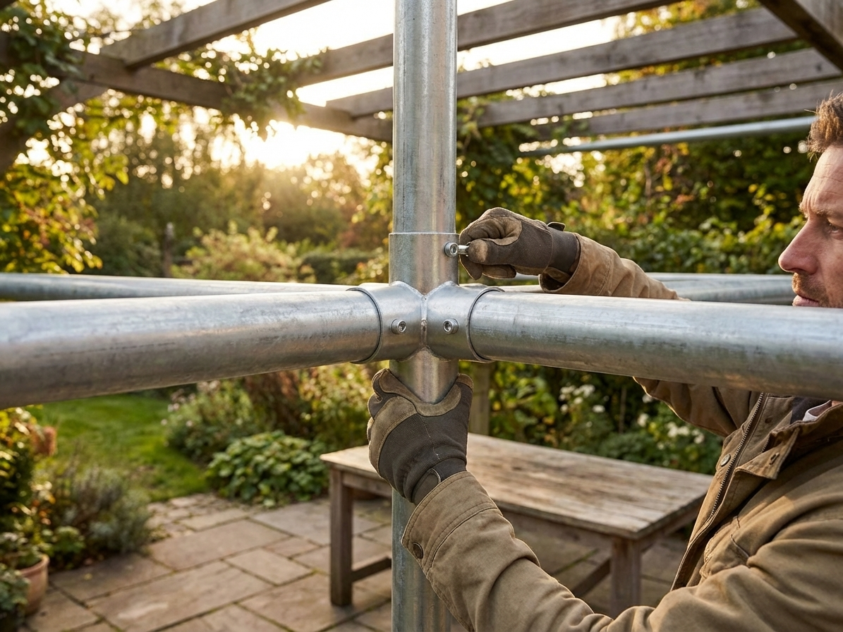 Galvanised steel connector in silver for industrial use - view 3