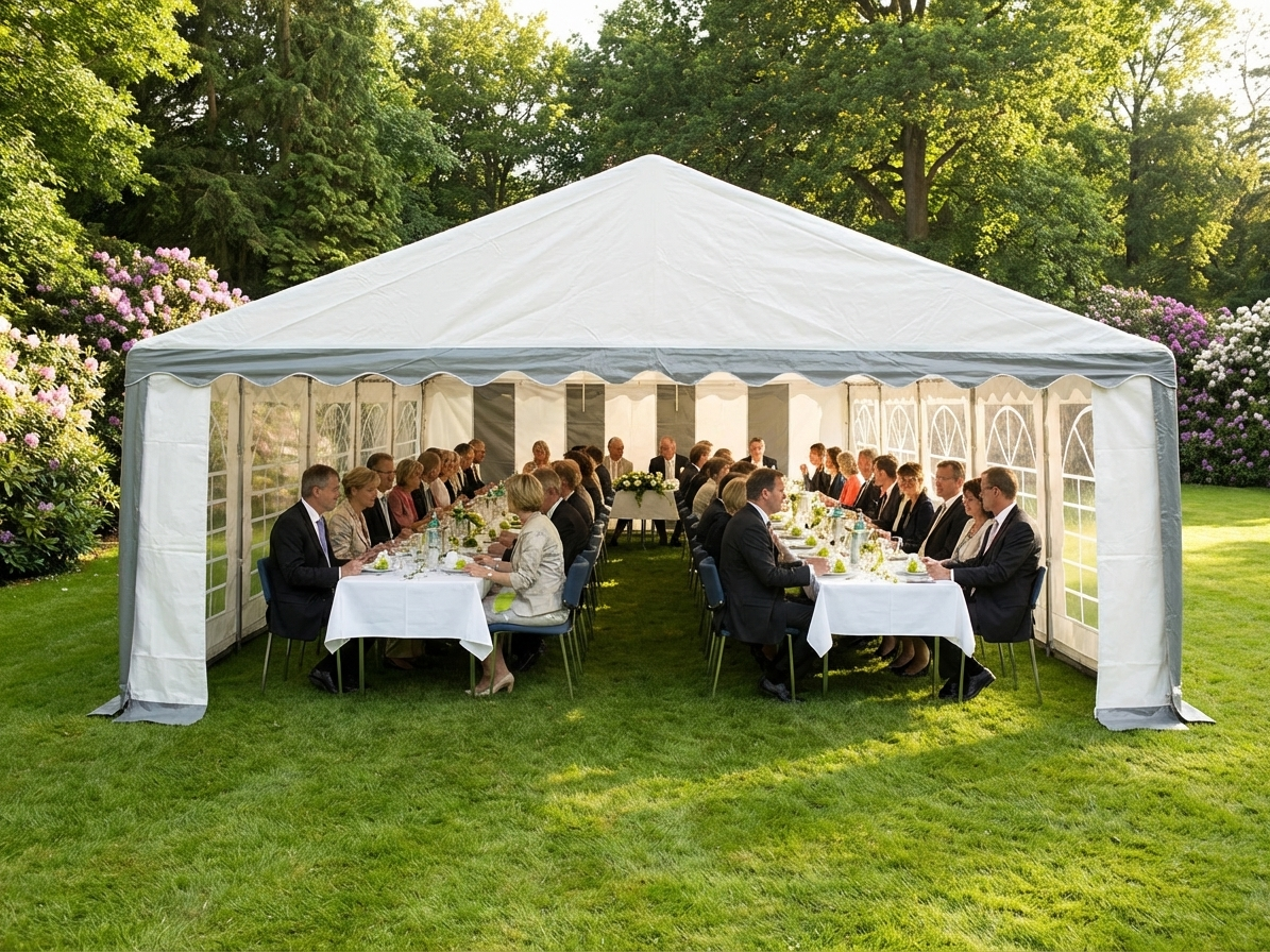 Outdoor Marquee 5x10m Grey/White PE Tarpaulin