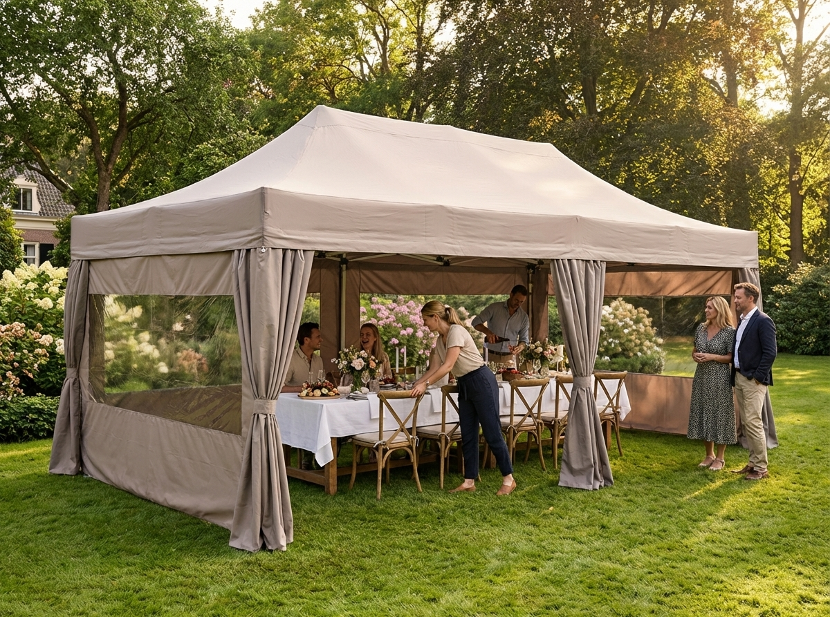 Pop Up Gazebo 4x8m Latte with Aluminium Frame for Outdoor Events - view 3