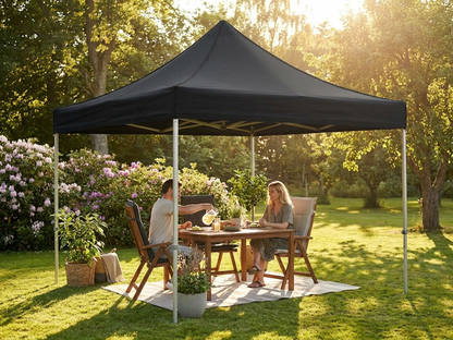 Pop up gazebo with steel frame in black, 3x3m - product detail