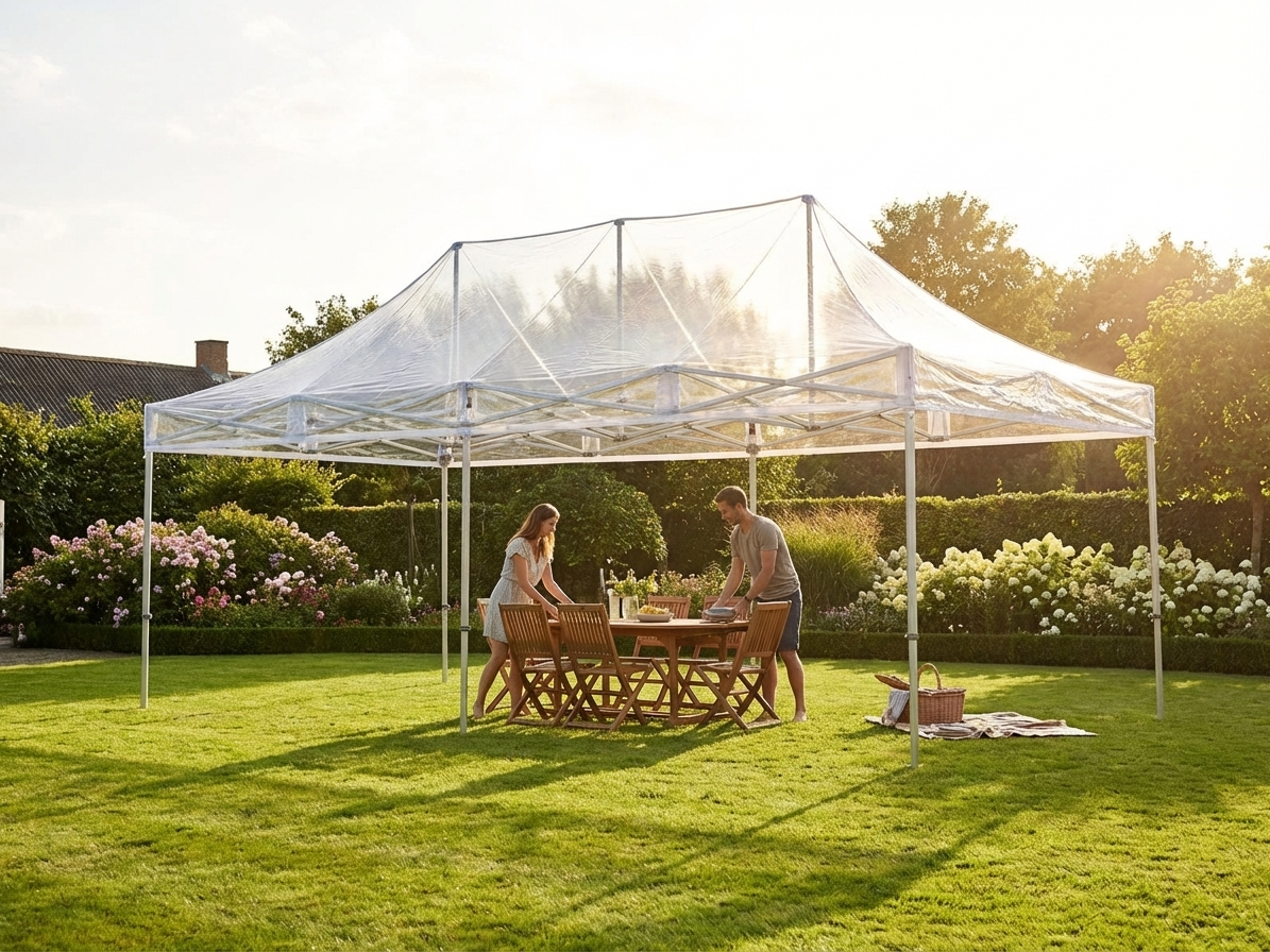 Clear PVC roof cover for gazebo, 4x6 meters, waterproof - view 3