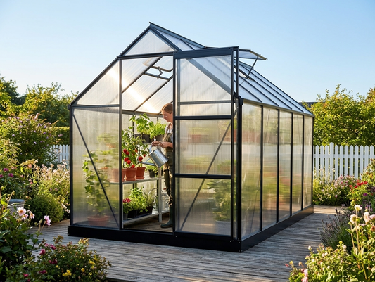 Polycarbonate Greenhouse 1.9x3.1x2.05 m Black with Aluminium Frame - product detail