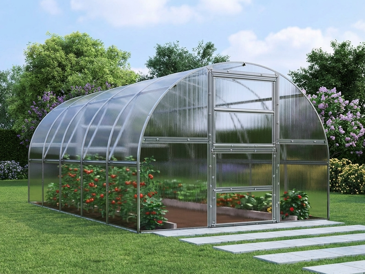 Polycarbonate Greenhouse 3x6m Silver with Steel Frame