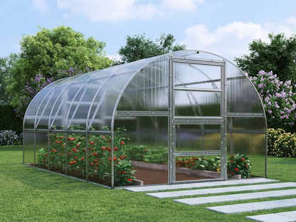 Polycarbonate Greenhouse 3x6m Silver with Steel Frame