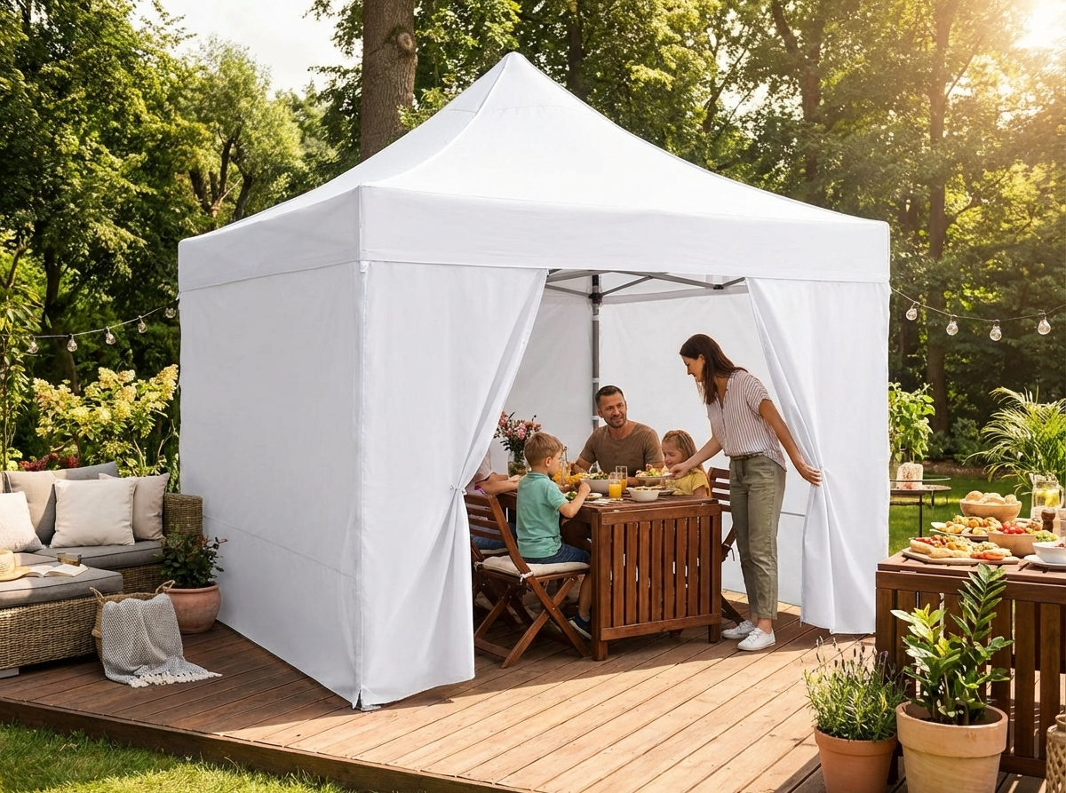 Sidewall kit for pop-up gazebo, white, 4x4m polyester - view 3