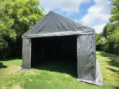 Grey storage tent 3x6 m, polyethylene and steel, outdoor use