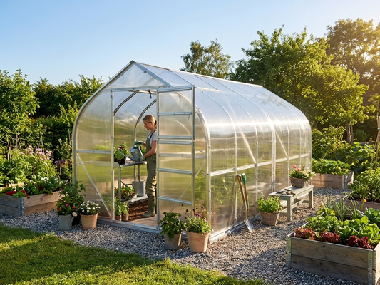 Polycarbonate Greenhouse Silver with Galvanised Steel Frame