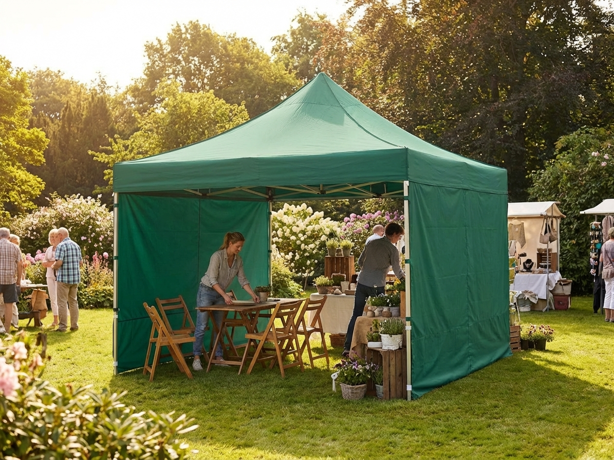 Green pop up gazebo with aluminium frame for outdoor events