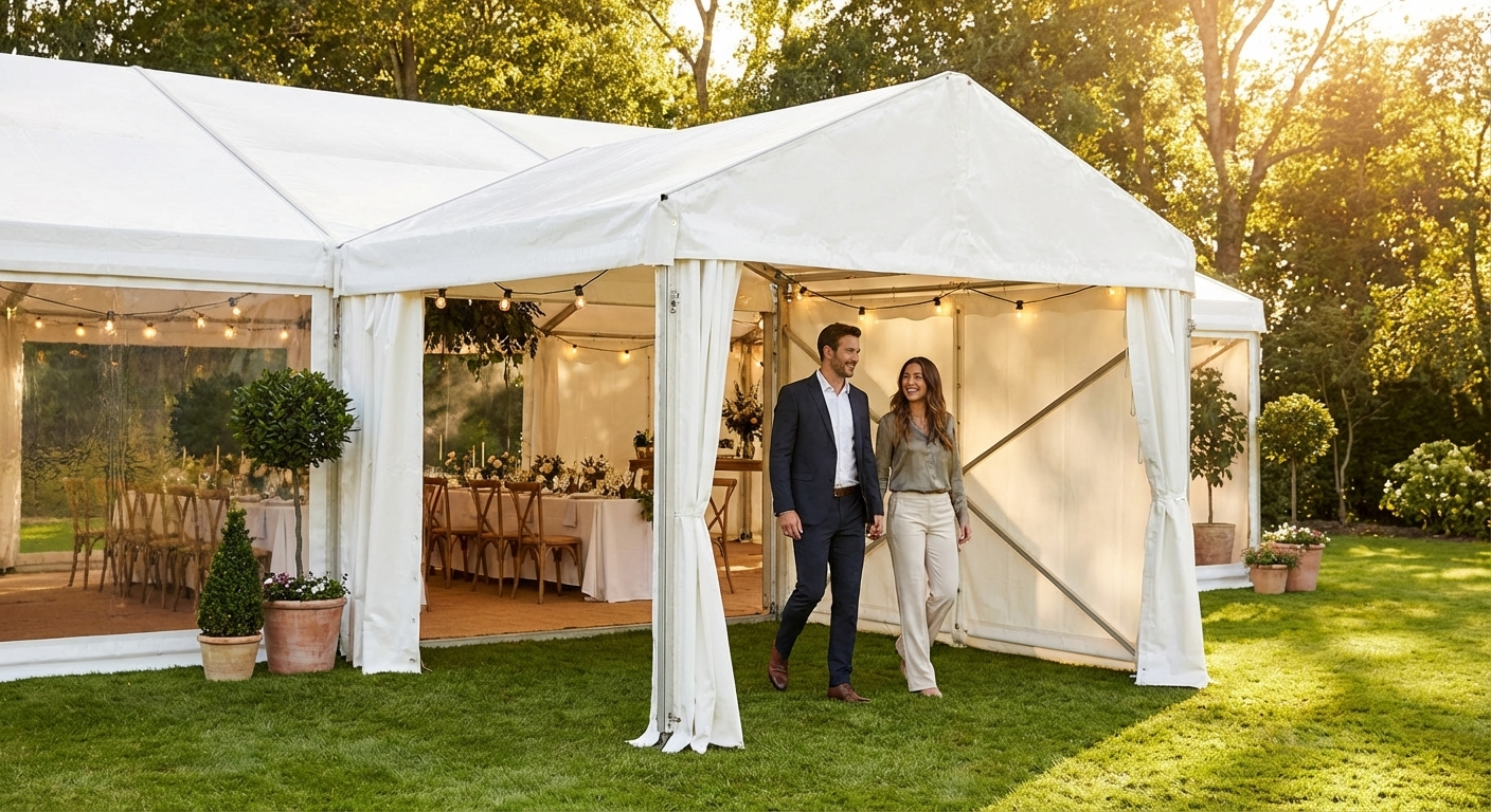 White 2m marquee extension for event use - product detail