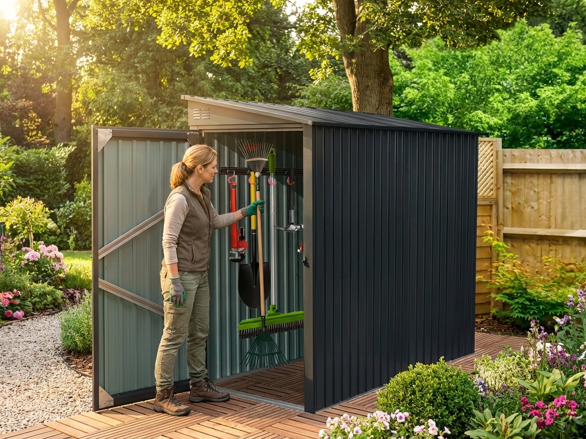 Anthracite garden shed with galvanised steel construction - view 3