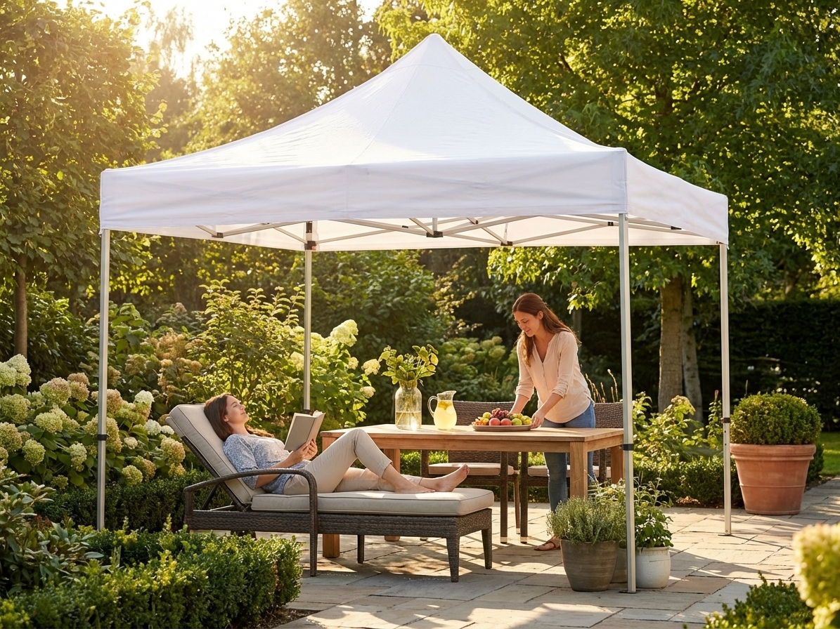 Pop up gazebo in white, 3x3m, with aluminium frame for outdoor use - view 3