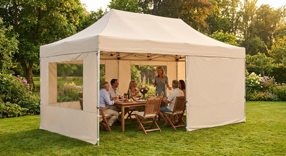 Pop up gazebo 4x8 m in latte colour with aluminium frame - view 3