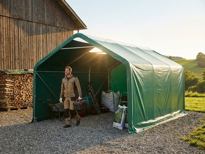 Green PVC roof cover for 7x7 m storage shelter - product detail