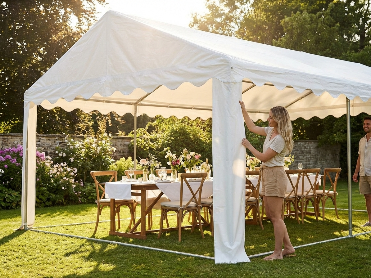 White 3x6m PE marquee roof cover for outdoor events - view 3