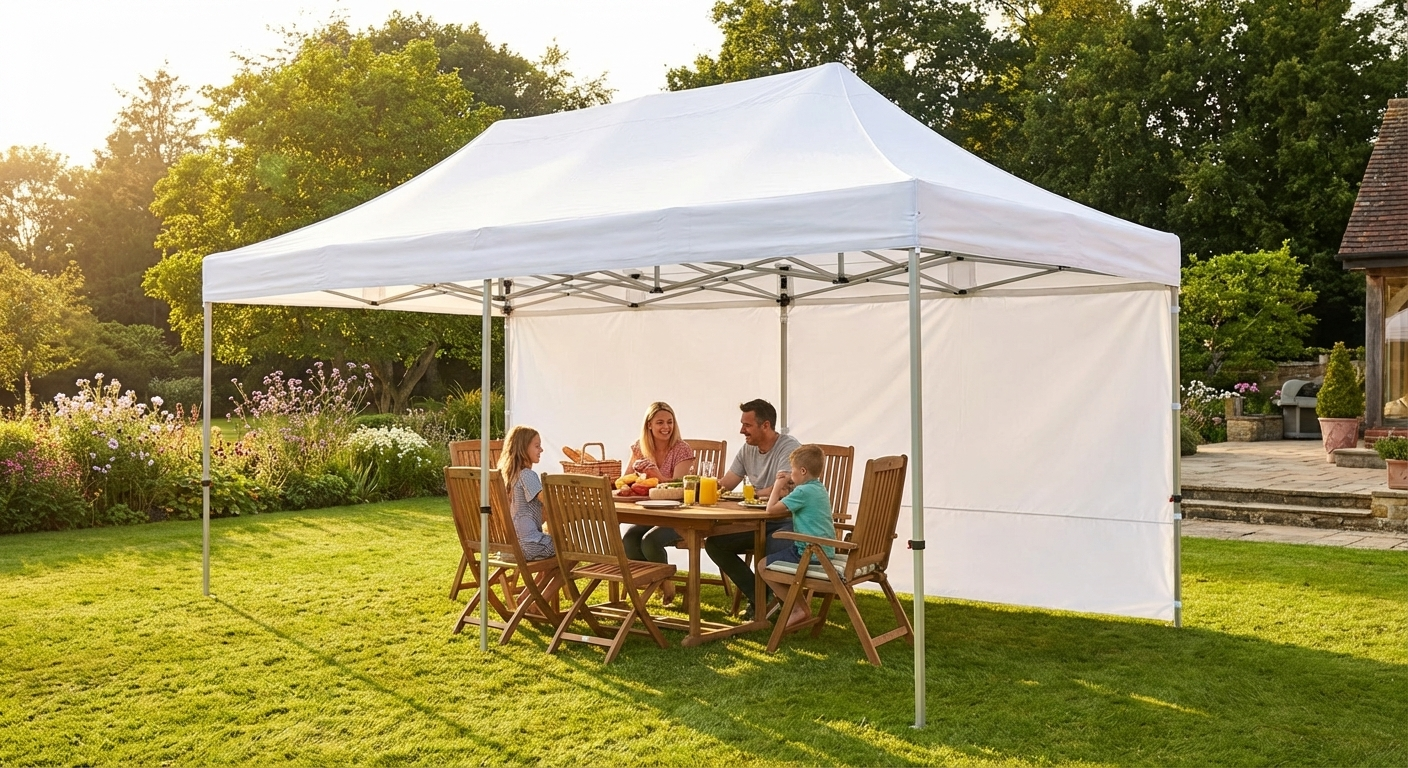 Clear pop up gazebo with PVC roof and steel frame - view 3