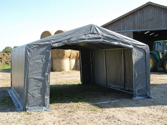 Grey PVC storage shelter with steel frame for industrial use - product detail