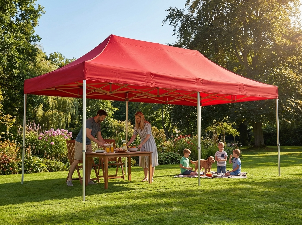 Red pop-up gazebo 3x4.5m with aluminium frame for outdoor events - view 3