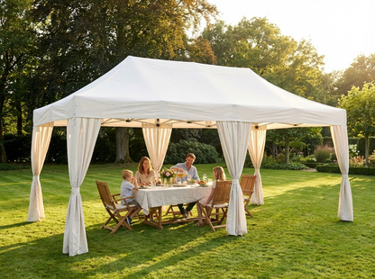 White pop-up gazebo with steel frame for outdoor events - product detail