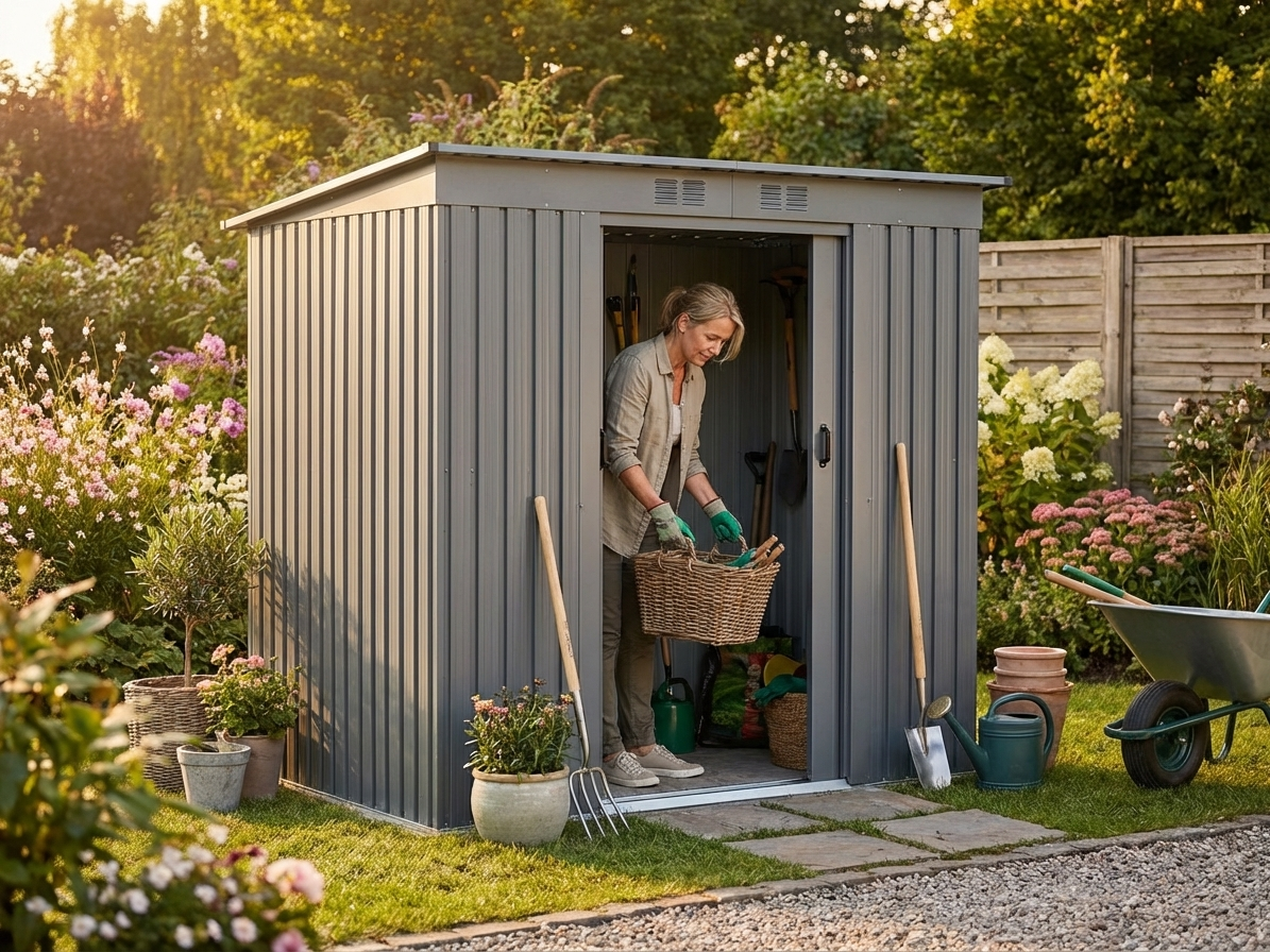 Durable aluminium grey garden shed for outdoor storage - view 3