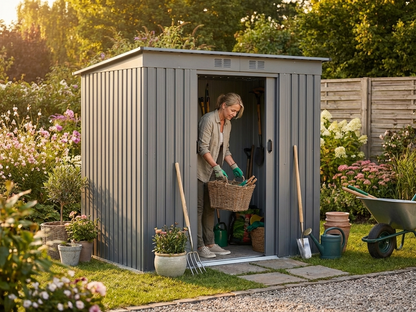 Durable aluminium grey garden shed for outdoor storage - view 3