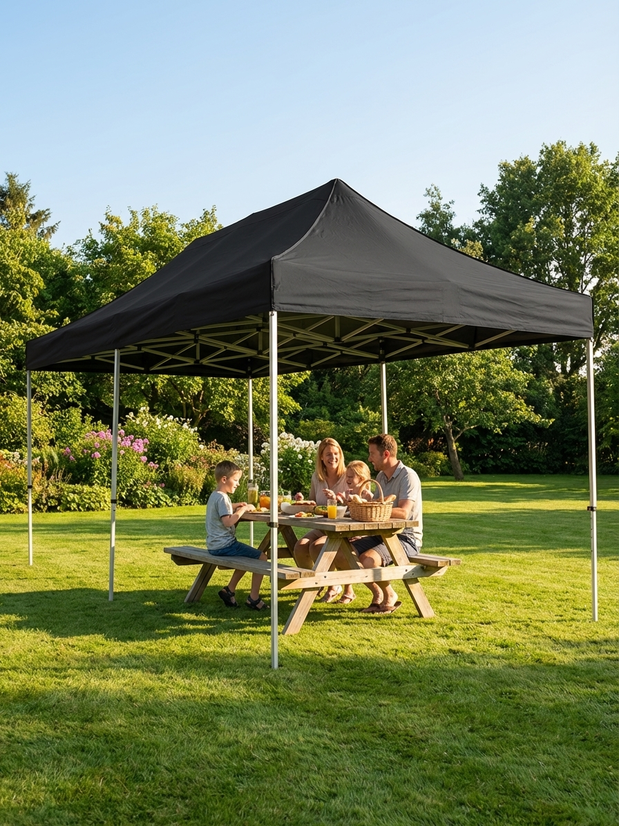 Pop up gazebo 2.5x5m black with aluminium frame for outdoor events - product detail