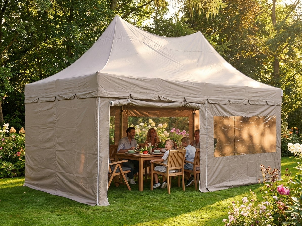 Pop up gazebo 3x6m in latte colour with aluminium frame - product detail