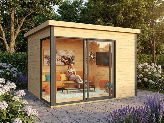 Wooden Cabin Set in natural colour, Nordic Spruce 3x3 m