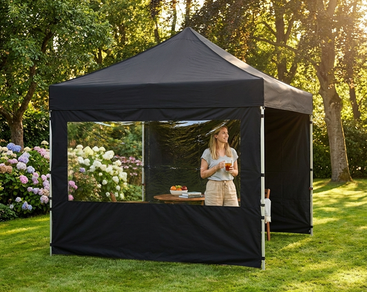 Black panorama window sidewall for FleXtents, 2x2m, polyester PVC - product detail