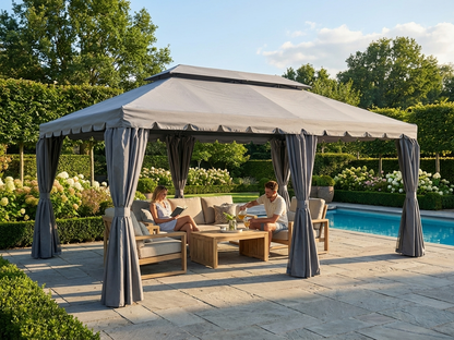 Grey 4x6 m gazebo with steel frame for outdoor events - view 3