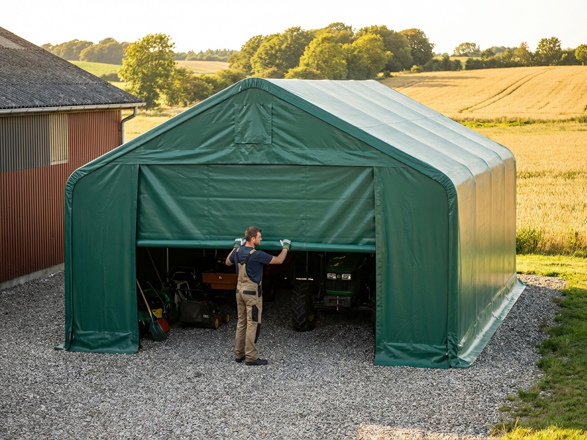 Green PVC storage shelter end wall - product detail