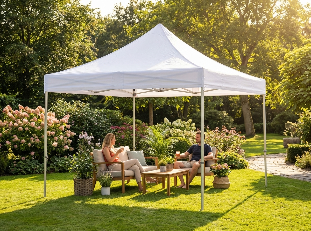 White pop-up gazebo 4x4 m with aluminium frame for outdoor use - view 3