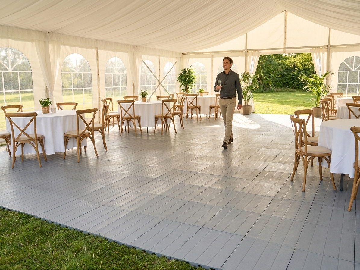 Grey plastic flooring made from high-quality polyethylene - view 3