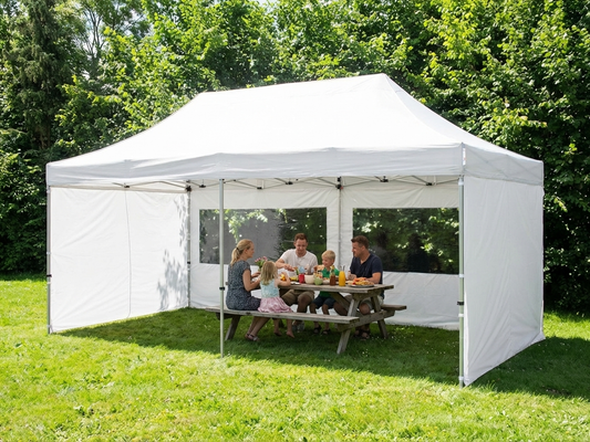 White pop-up gazebo 3x6m with aluminium frame for outdoor events - product detail