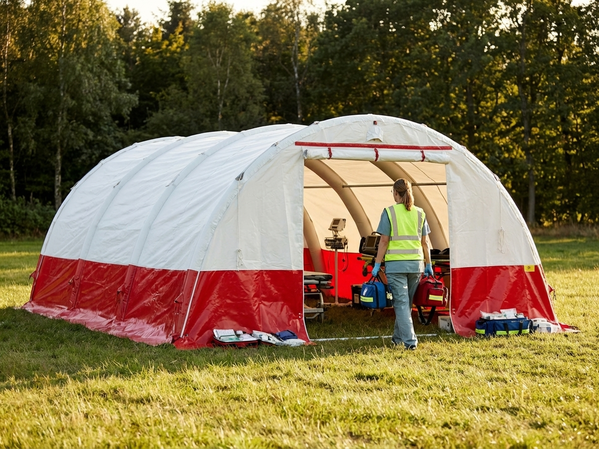 Inflatable medical tent, 5.5x4 m in White/Red, for emergencies - view 3