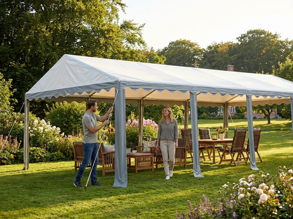 Marquee roof cover 5x8m in white and grey, polyethylene material